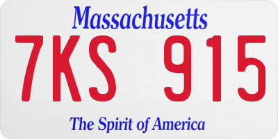 MA license plate 7KS915
