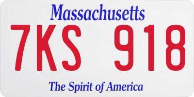 MA license plate 7KS918