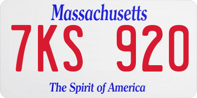 MA license plate 7KS920