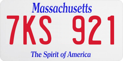 MA license plate 7KS921