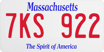 MA license plate 7KS922