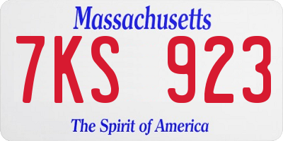 MA license plate 7KS923