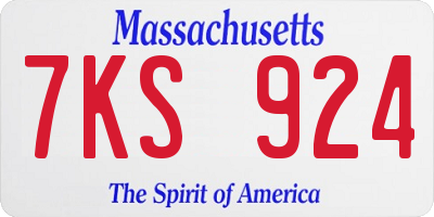 MA license plate 7KS924