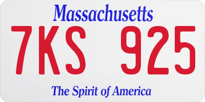 MA license plate 7KS925