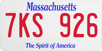 MA license plate 7KS926