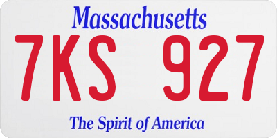 MA license plate 7KS927