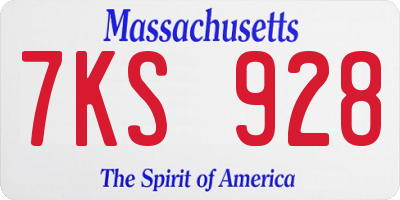 MA license plate 7KS928