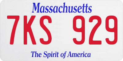 MA license plate 7KS929