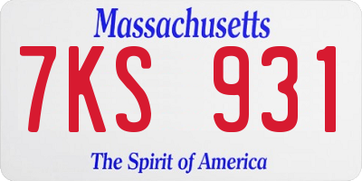 MA license plate 7KS931