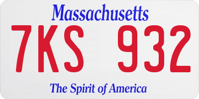 MA license plate 7KS932