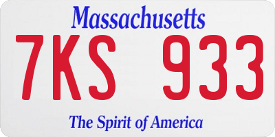 MA license plate 7KS933