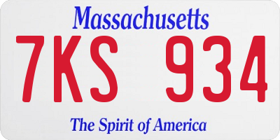 MA license plate 7KS934