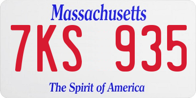 MA license plate 7KS935