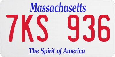 MA license plate 7KS936