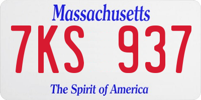 MA license plate 7KS937