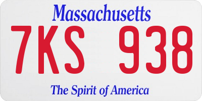 MA license plate 7KS938