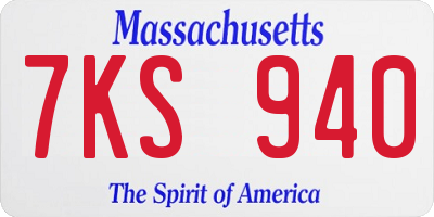 MA license plate 7KS940