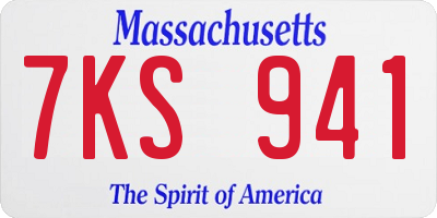 MA license plate 7KS941