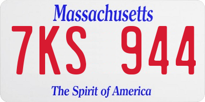 MA license plate 7KS944
