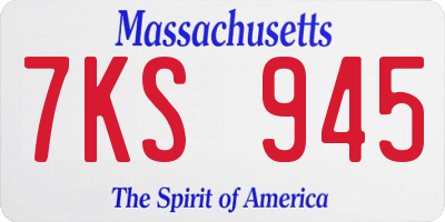 MA license plate 7KS945