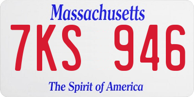 MA license plate 7KS946