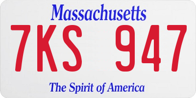 MA license plate 7KS947