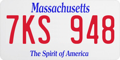 MA license plate 7KS948