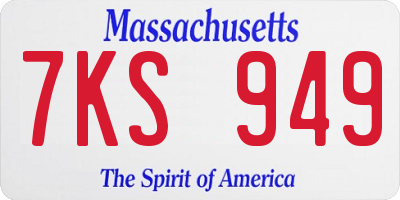 MA license plate 7KS949