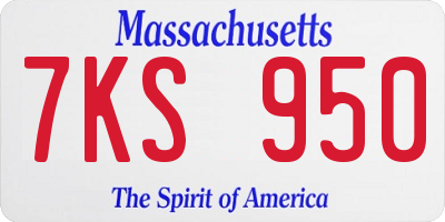 MA license plate 7KS950
