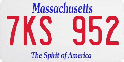MA license plate 7KS952