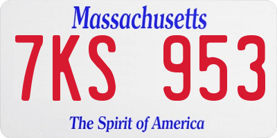 MA license plate 7KS953