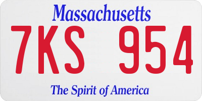 MA license plate 7KS954
