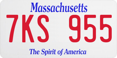 MA license plate 7KS955