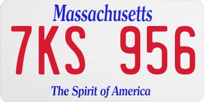 MA license plate 7KS956