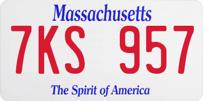 MA license plate 7KS957