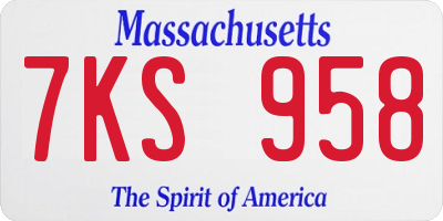 MA license plate 7KS958