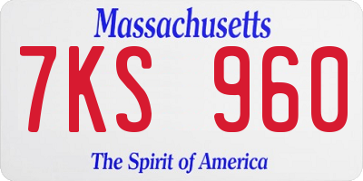 MA license plate 7KS960
