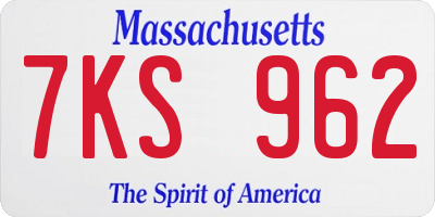 MA license plate 7KS962