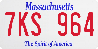 MA license plate 7KS964