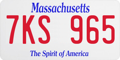 MA license plate 7KS965