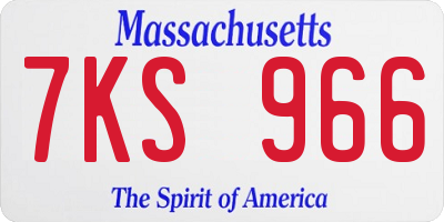 MA license plate 7KS966
