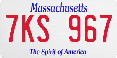 MA license plate 7KS967