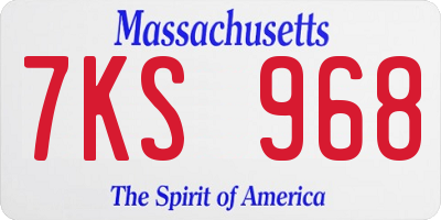 MA license plate 7KS968