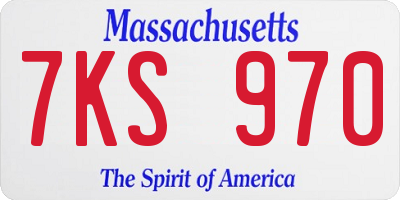 MA license plate 7KS970