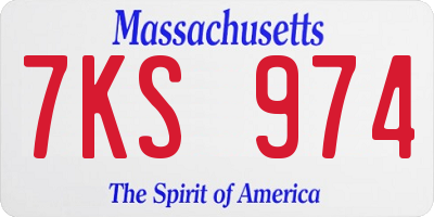 MA license plate 7KS974