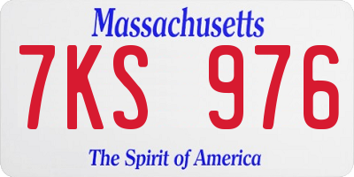 MA license plate 7KS976