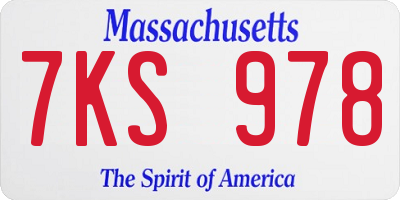 MA license plate 7KS978