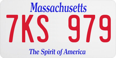MA license plate 7KS979
