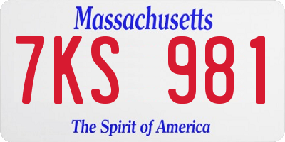 MA license plate 7KS981