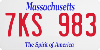 MA license plate 7KS983